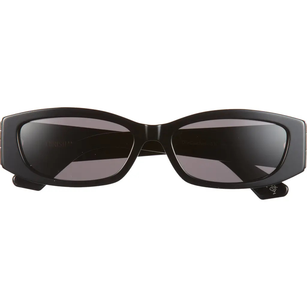 'DiorGraphique S1I 56mm Rectangular Sunglasses in Shiny Black /Smoke at Nordstrom | Nordstrom