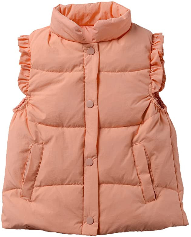Happy Cherry Cute Little Girls Ruffle Vest Sleeve Jacket Button Waistcoat Kids Autumn Winter Clot... | Amazon (US)
