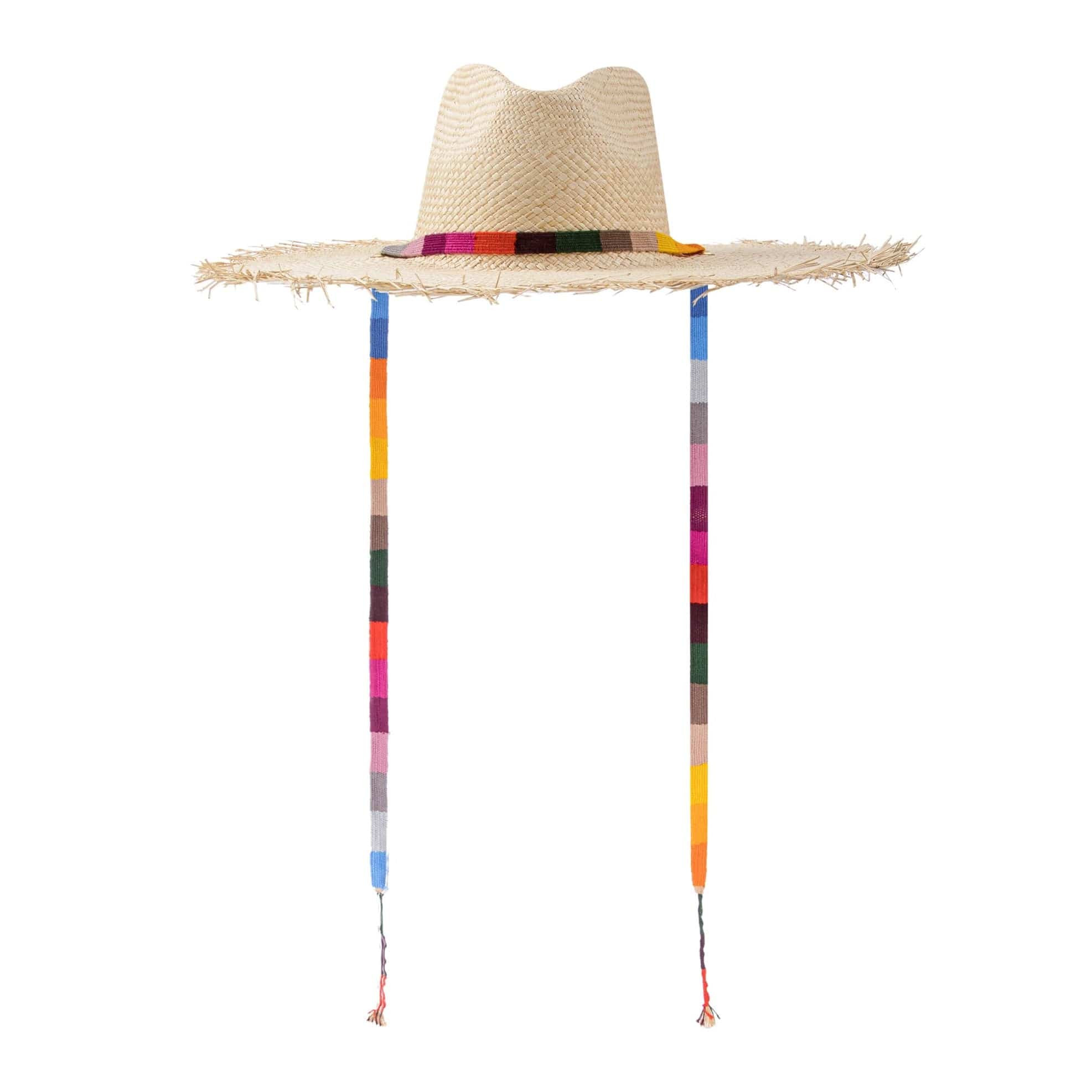 Rosita Wide Brimmed Palm Fringe Hat | Sunshine Tienda