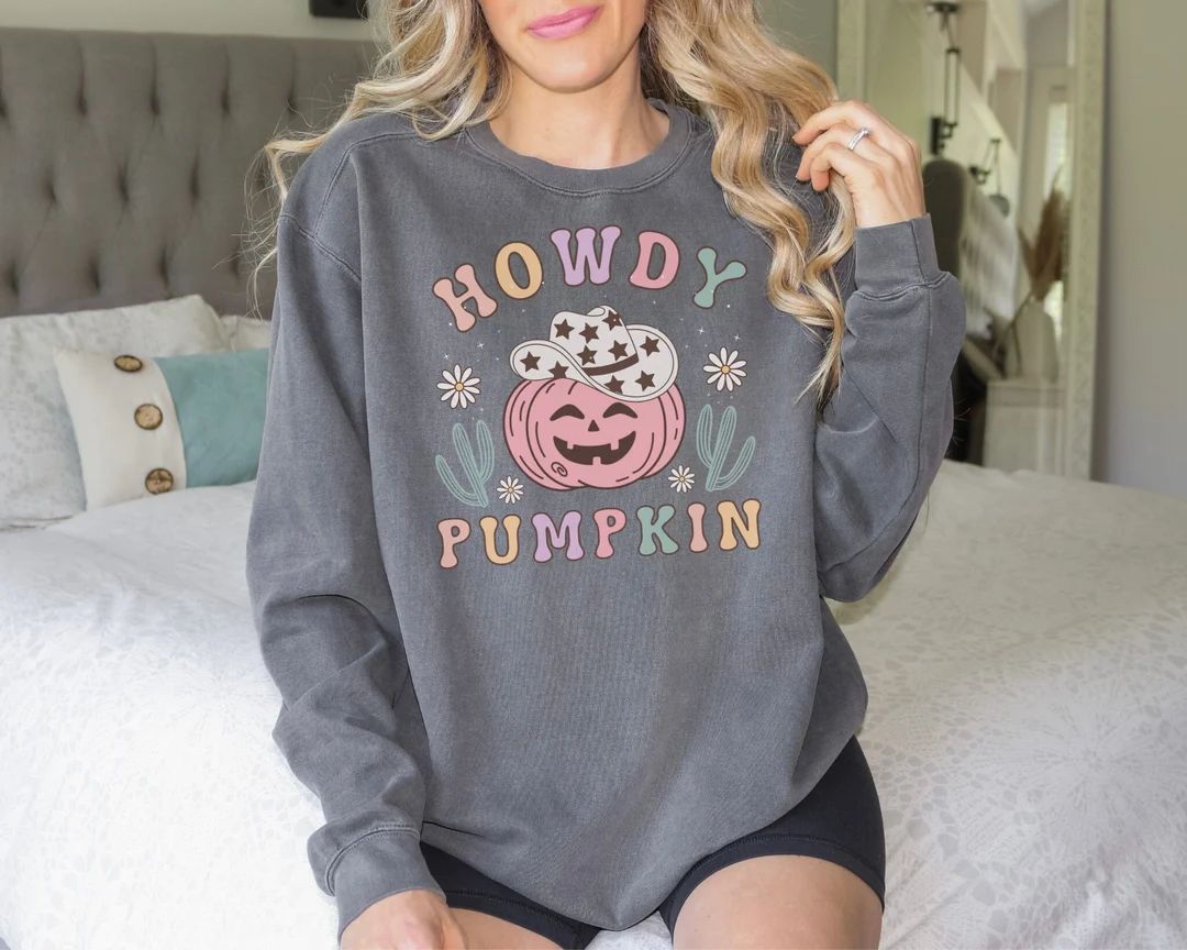 Howdy Pumpkin Western Halloween Sweatshirt Comfort Colors - Etsy | Etsy (US)