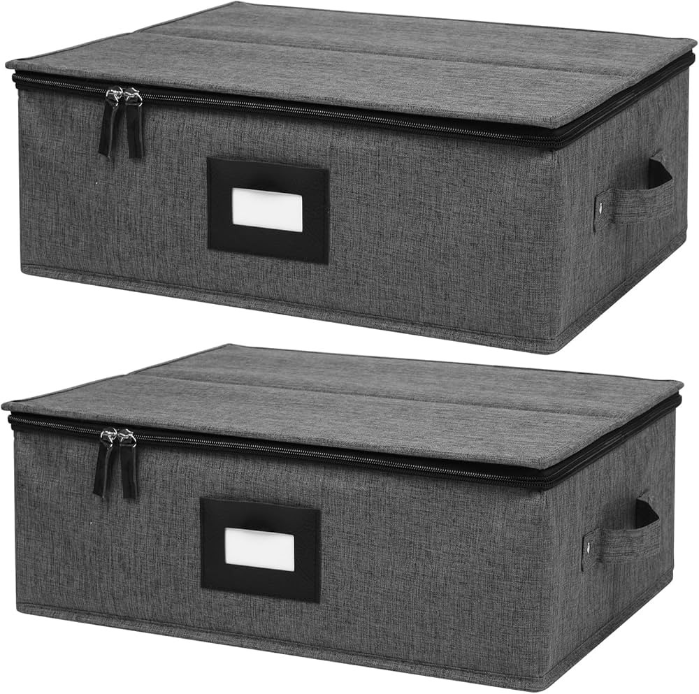 Cup and Mug Storage Box 2Pack, China Storage Containers for 12 Tea Cups or Coffee Mugs with Zippe... | Amazon (US)