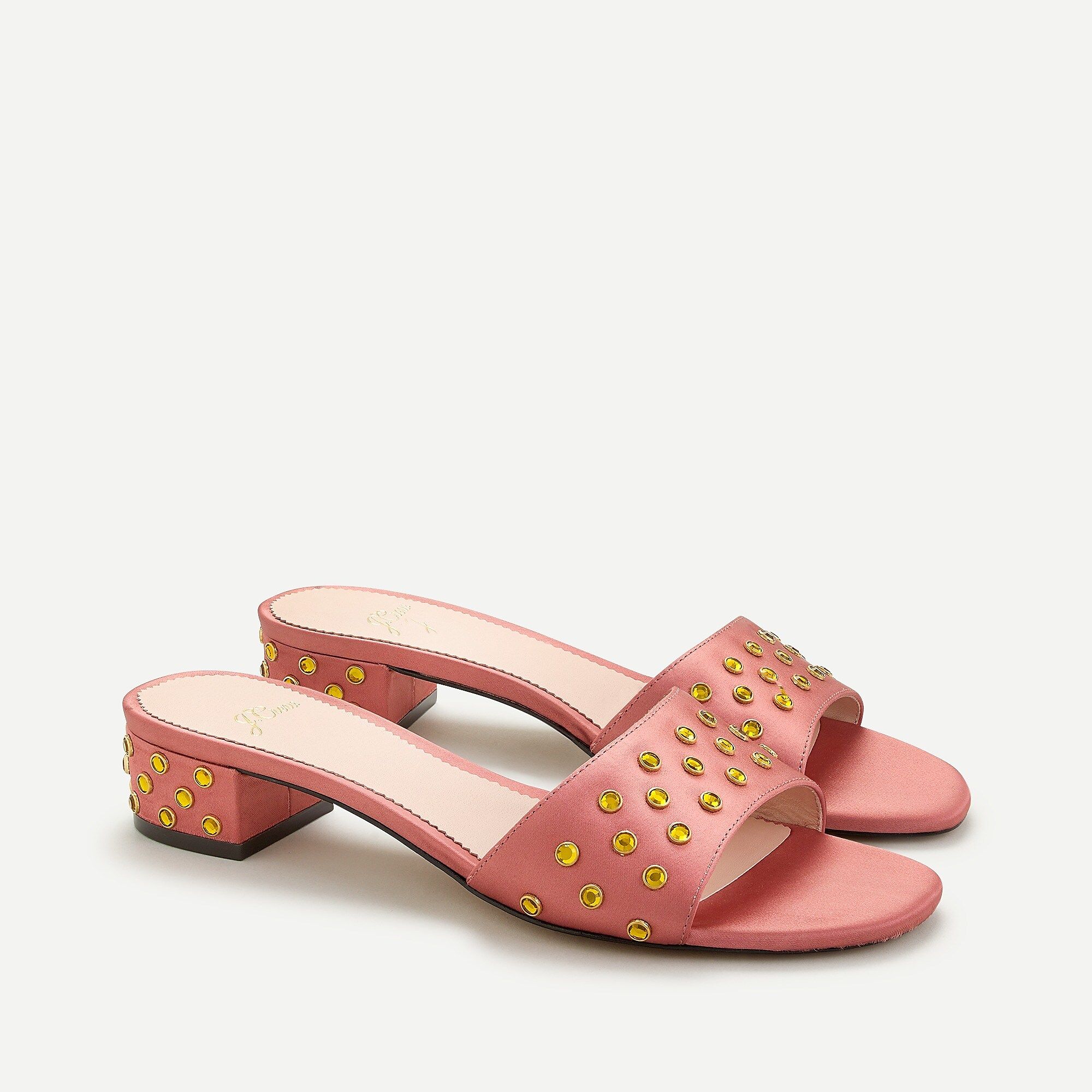 Florence block-heel mule with jewel details in satin | J.Crew US