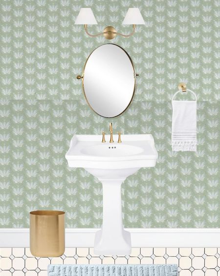 Green with envy  (or Dwelling Envy) with this watercolors wallpapered powder room.

#LTKhome #LTKstyletip