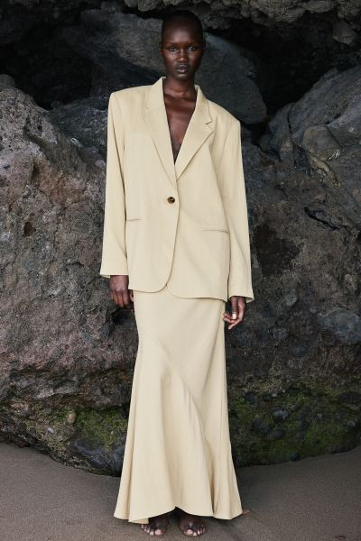 Oversized blazer - Light dusty yellow - Ladies | H&M GB | H&M (UK, MY, IN, SG, PH, TW, HK)