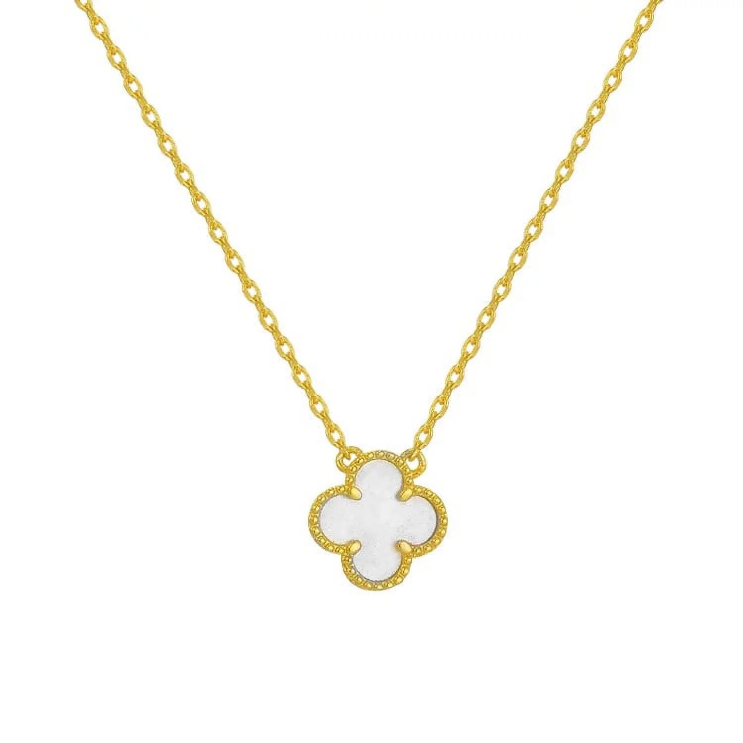 SHERRY'S JEWELS LLC 18K Gold Lucky Four Leaf Clover Necklace for Women Stainless Steel (White) | Walmart (US)