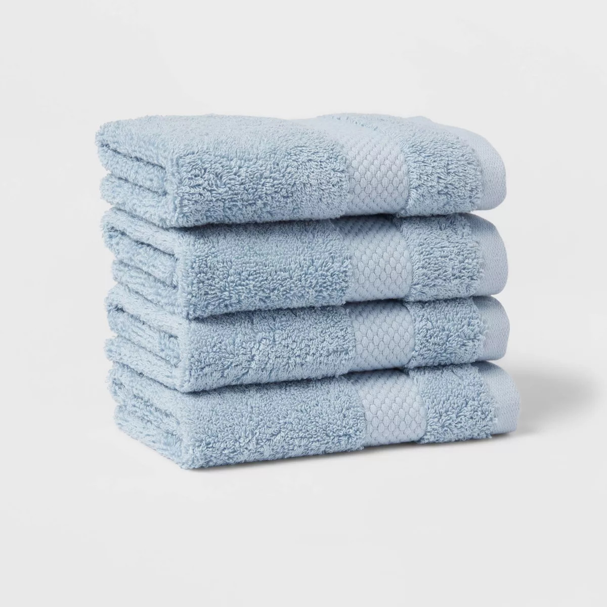 4pc Performance Plus Washcloths Light Blue - Threshold™: Cotton Terry, Fade-Resistant, 550 GSM | Target