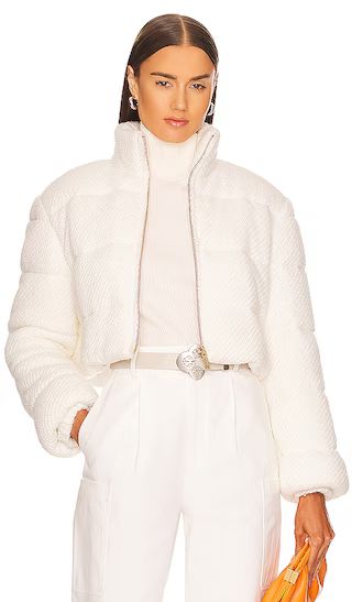 Knit Puffer in White Knit Patterned | Revolve Clothing (Global)