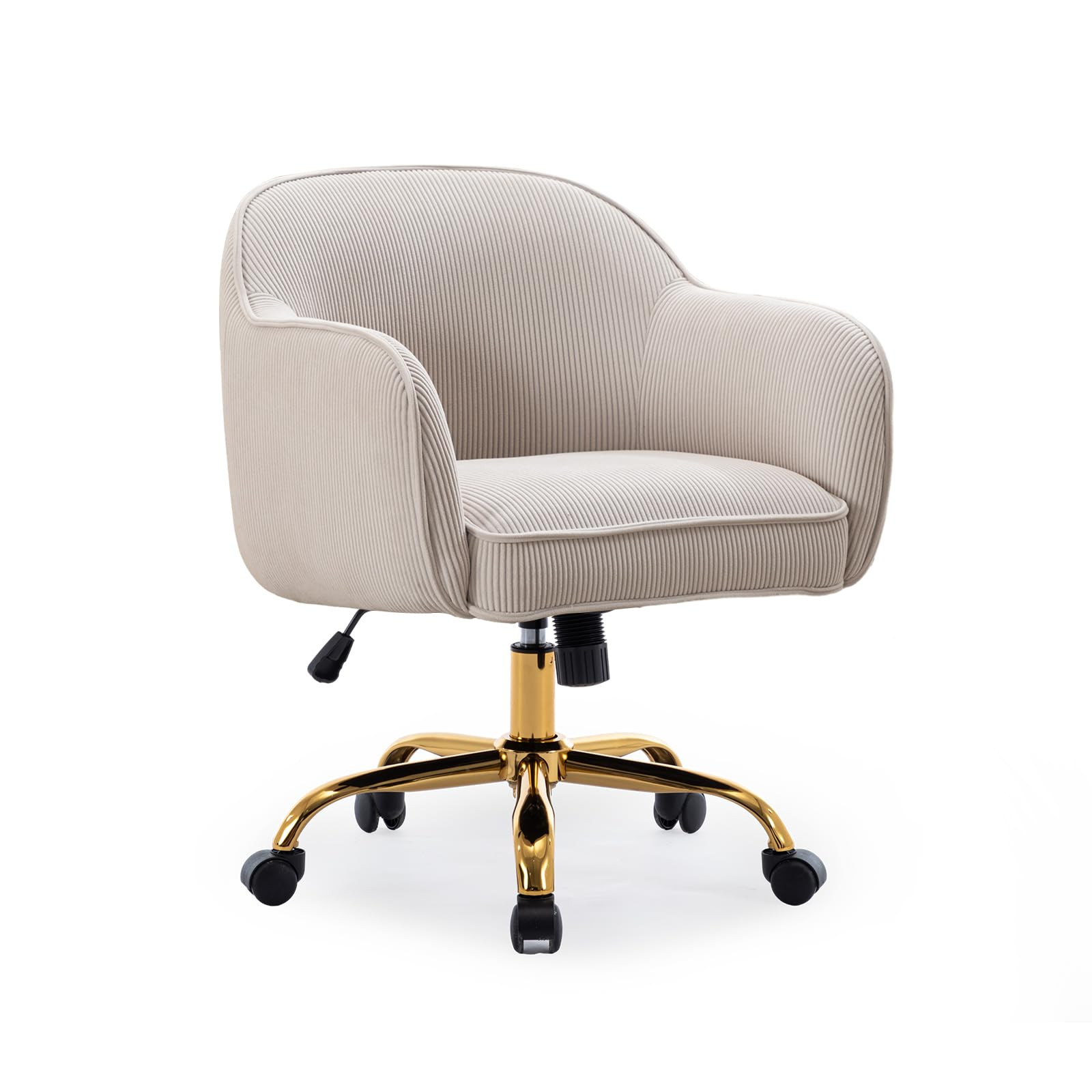 Home Office Desk Chair with Arms Gold Wheels Modern Velvet Upholstered Rolling Computer Chair Mid... | Amazon (US)