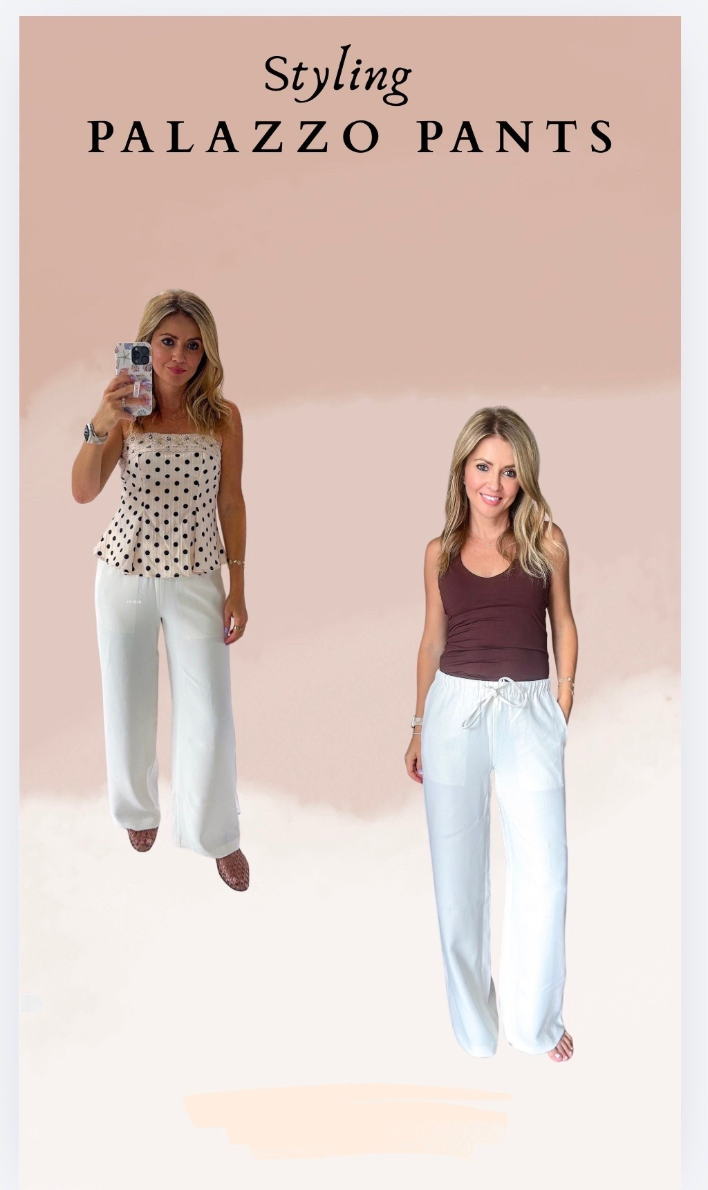 Styling palazzo pants
Built in bra tank
Polka dot top

#LTKgrwm #LTKootd #LTKmomlife