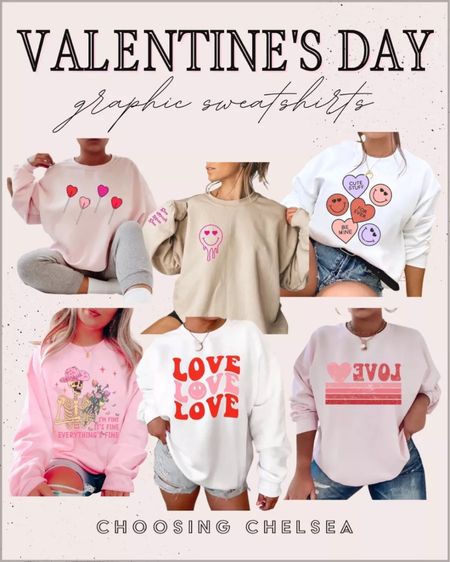 Valentine’s Day - graphic sweater shirts - valentines crewneck - galentines outfits - cute vday finds - valentines sweater shirts

#LTKGiftGuide #LTKstyletip #LTKSeasonal