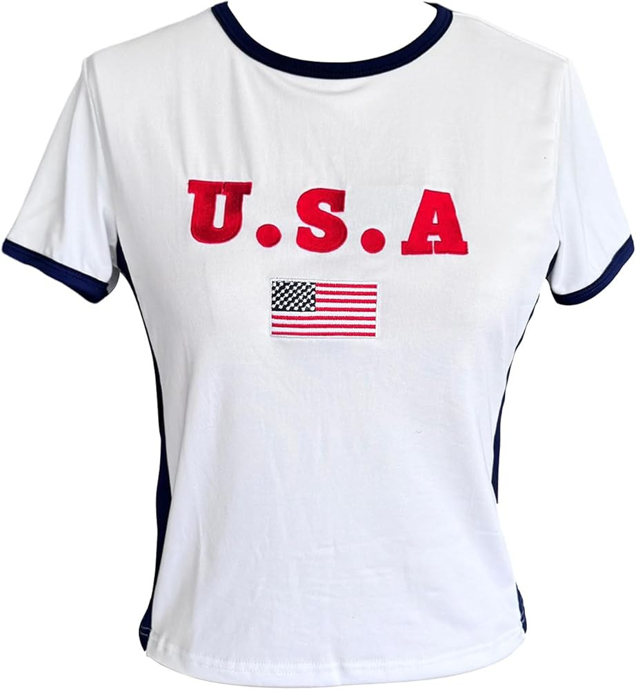 Vintage Graphic Baby Tees for Women Brazil Shirt Y2k Tops Mexico Crop Jersey 2000s Summer Going O... | Amazon (US)