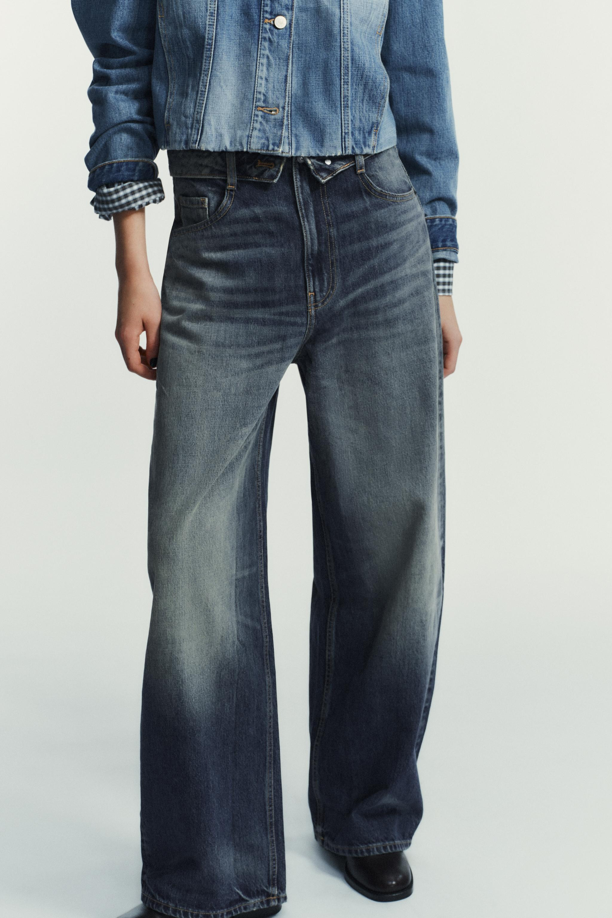 TRF MID-RISE FOLDED WAIST JEANS | Zara US