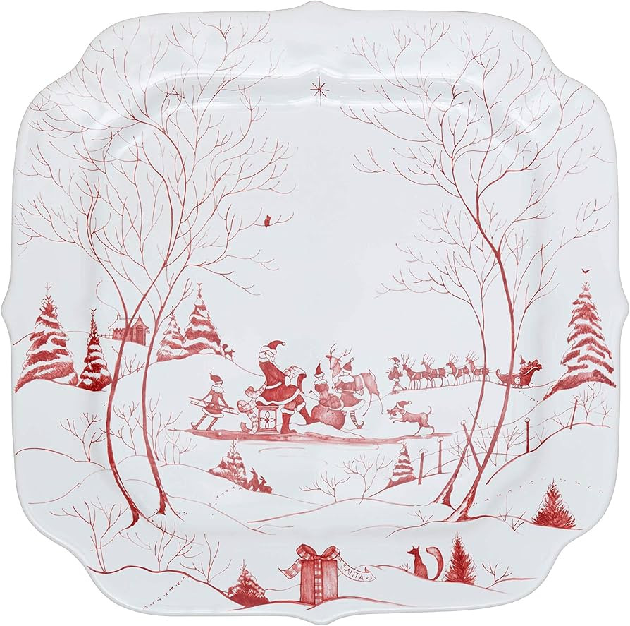 Juliska Country Estate Winter Frolic Ruby Santa's Cookie Tray Naughty and Nice List | Amazon (US)