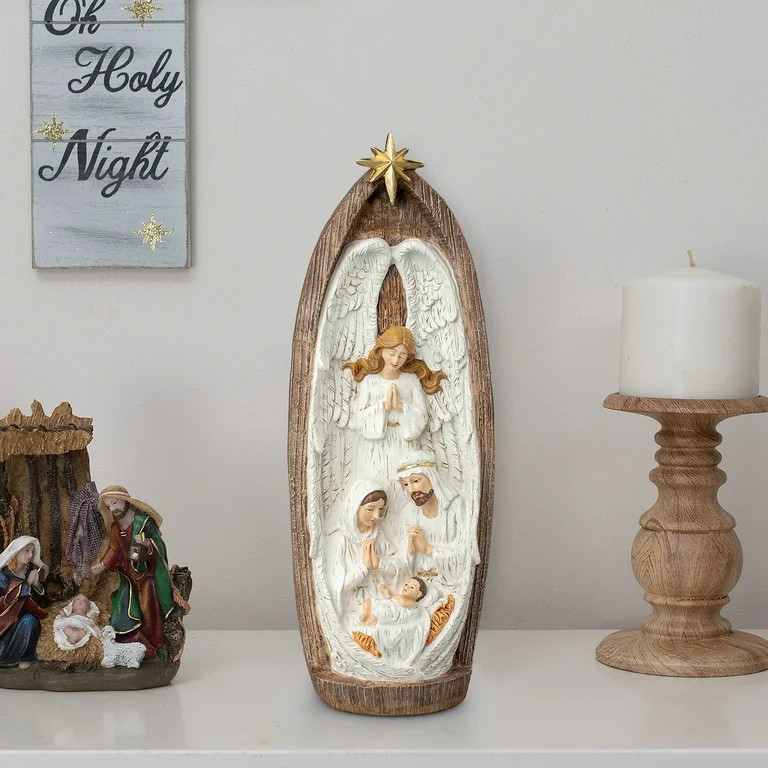 Indoor Nativity Scene Characters Under Wings of an Angel, 12.8", by Holiday Time - Walmart.com | Walmart (US)