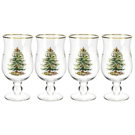 Spode Christmas Tree 17.5oz Tulip Glasses, Set of 4 - Gold-Rimmed Whimsical Holiday Glasses for Sparkling Wine and Champagne, Ideal for Holiday Brunches and New Year’s Celebrations | Walmart (US)