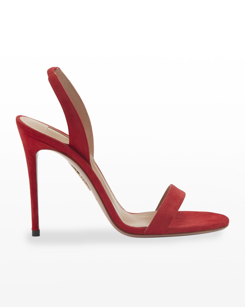 Aquazzura So Nude 85mm Suede High-Heel Sandals | Neiman Marcus