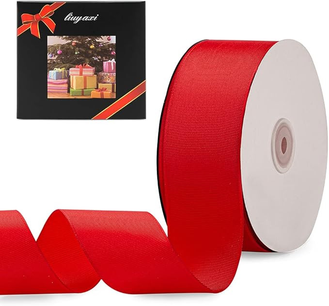 LIUYAXI 2" X 50 Yards Solid Red Grosgrain Ribbon, Perfect for Crafts, Wedding Decor, DIY Hair Acc... | Amazon (US)