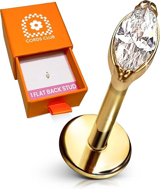 Cords Club Marquise Flat Back Stud – ASTM-F136 Implant Grade Titanium - Push Pin Design for Sen... | Amazon (US)