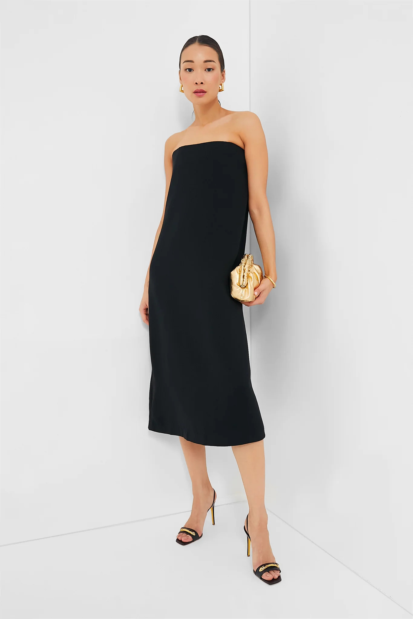 Strapless Noir Crepe Marin Dress | Tuckernuck (US)