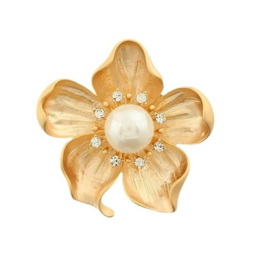 WCRAZYE Yellow Flower White Pearl Brooch for Women - Gold Autumn Flower Pin for Mother, Wife, GF, Wedding, Bridal, Bouquet, Party, Christmas, Valentine's Day | Amazon (US)