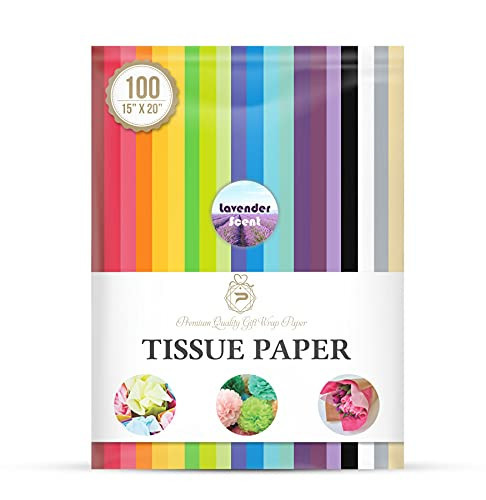 Tissue Paper for Gift Wrapping (100 Sheets) 20 Assorted Colors, Gift Bags, Packaging, Floral, Birthday, Holidays, Christmas, Halloween, and DIY Crafts (Lavender Scent) | Amazon (US)