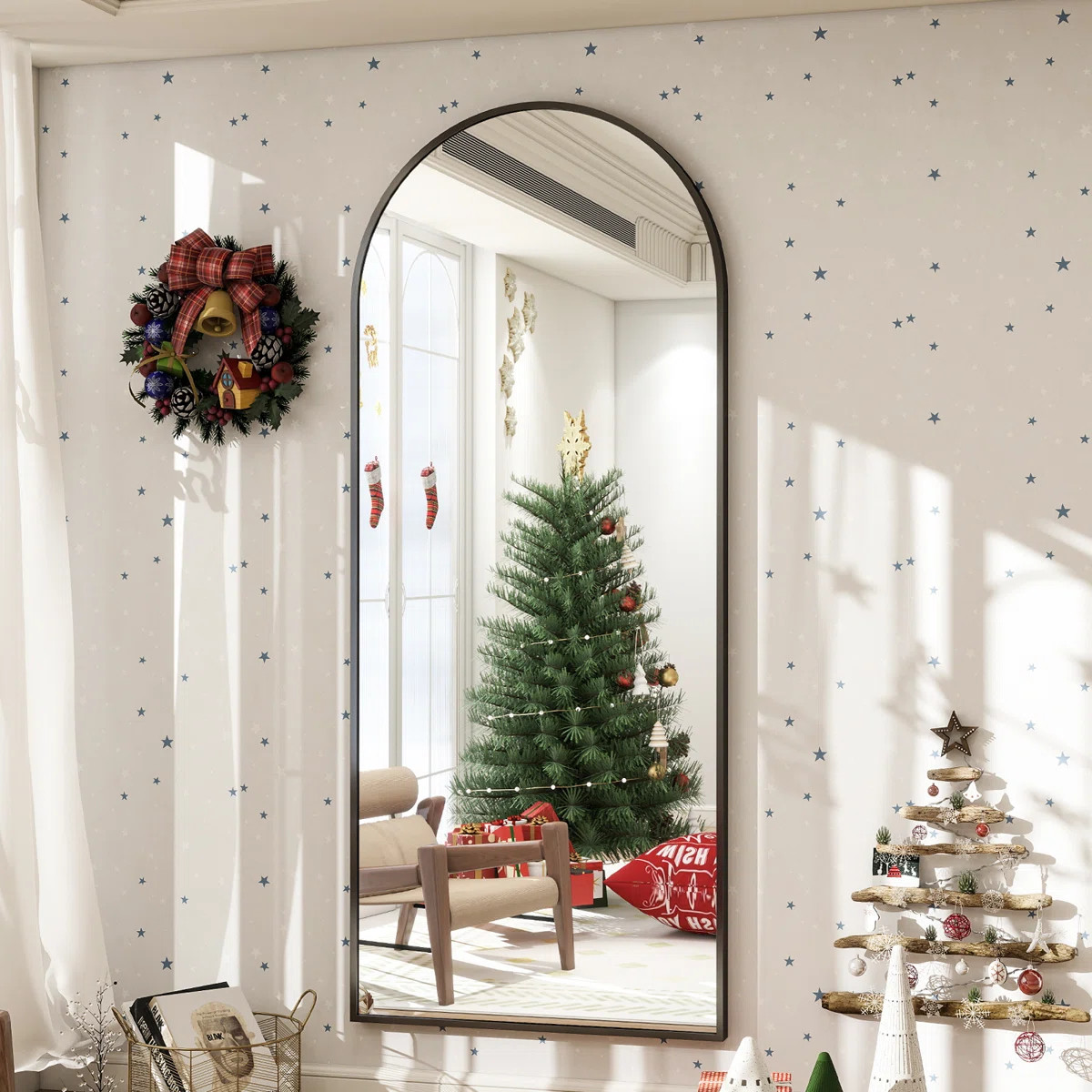 Alizeh Arched Metal Oversized Full Length Mirrors Wall Mirrors with Stand | Wayfair North America