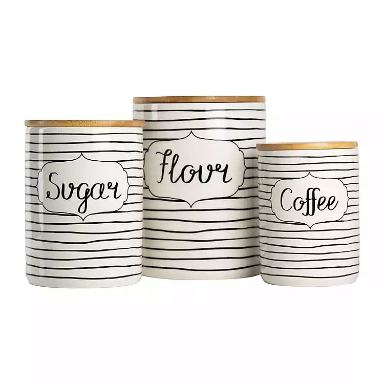 Black and White Everyday Canisters, Set of 3 | Kirkland's Home