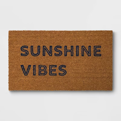 1'4"x2'4" Sunshine Vibes Rectangular Outdoor Doormat Dark Blue - Room Essentials™ | Target