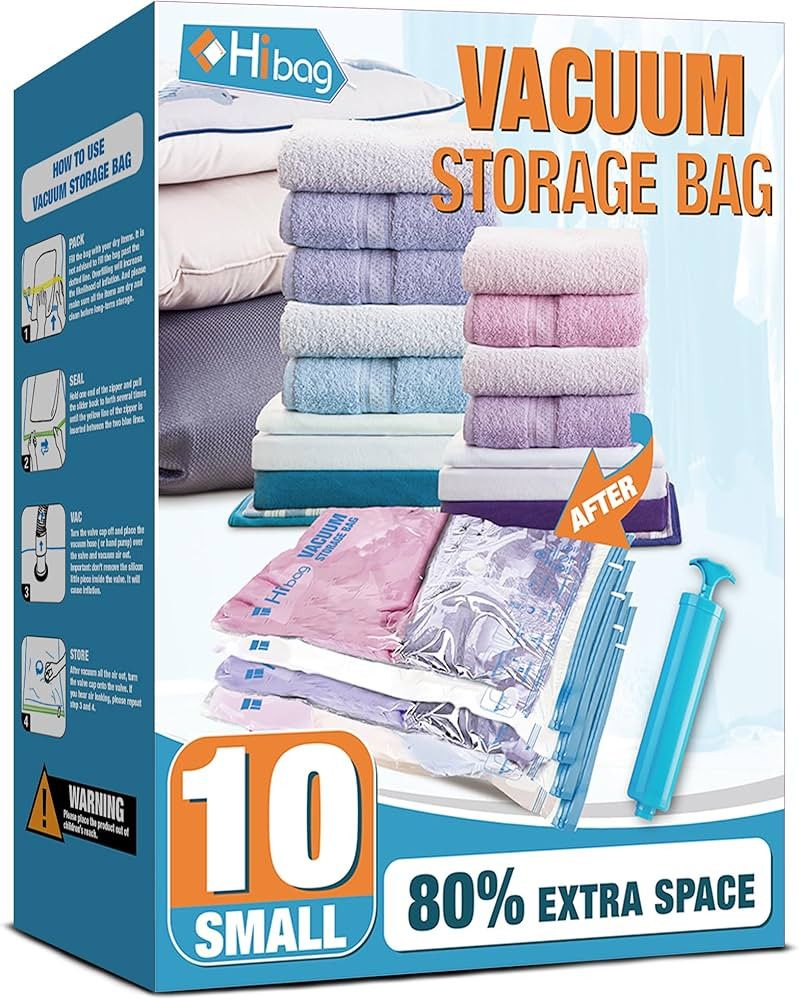 Vacuum Storage Bags, 10 Small Space Saver Vacuum Seal Bags, Space Bags, Vacuum Sealer Bags for Cl... | Amazon (US)