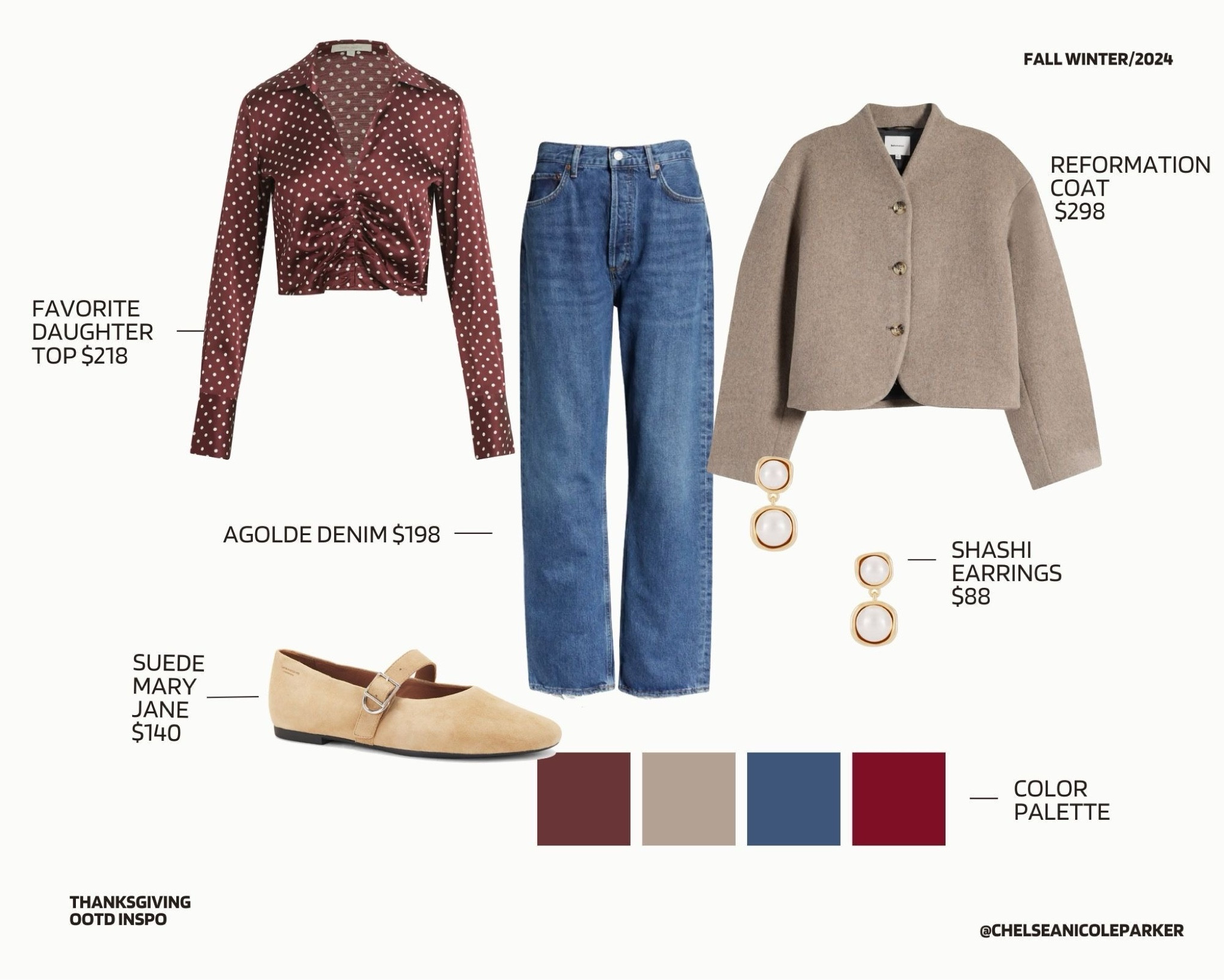 Thanksgiving Outfit / Black Friday Sale - Favorite Daughter Polka Dot Long Sleeve Blouse + Agolde Denim + Reformation Wool Coat + Suede Mary Jane Flats + Pearl Drop Earrings

#LTKFindsUnder100 #LTKCyberWeek #LTKSaleAlert