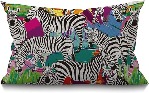 Smooffly Zebra Pillow Home Decorative Throw Pillow Cover Case Zebra Animal Cotton Linen Throw Lum... | Amazon (US)