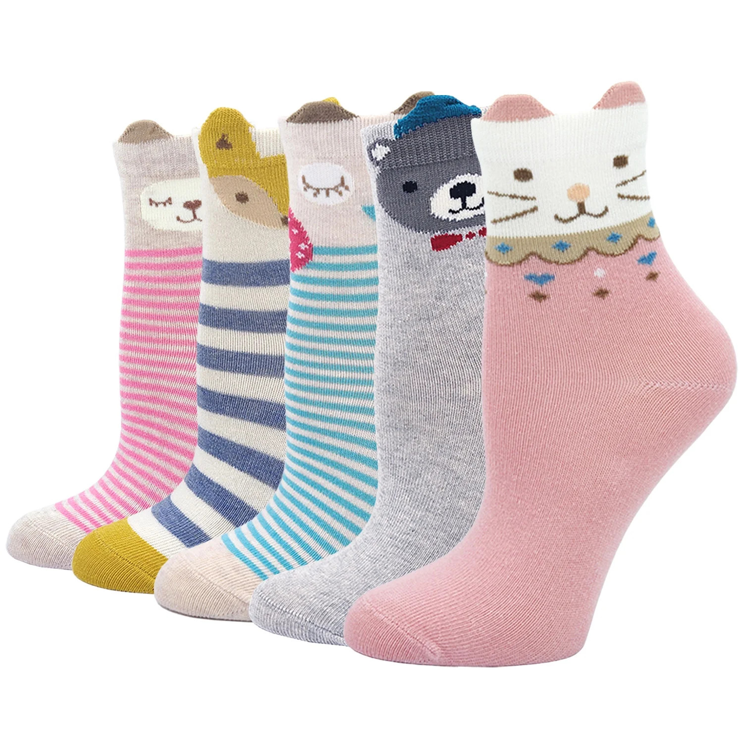 LOFIR Girls Socks - Novelty Cute Animal Pattern Cotton Rich Crew Socks for 5 - 7 Years Girls & Bo... | Walmart (US)