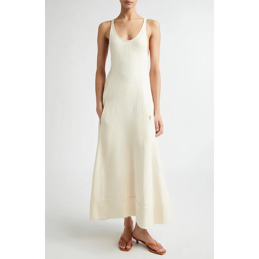 TOTEME Sculpted Cotton Sablé Dress in Ecru at Nordstrom, Size 4 Us | Nordstrom