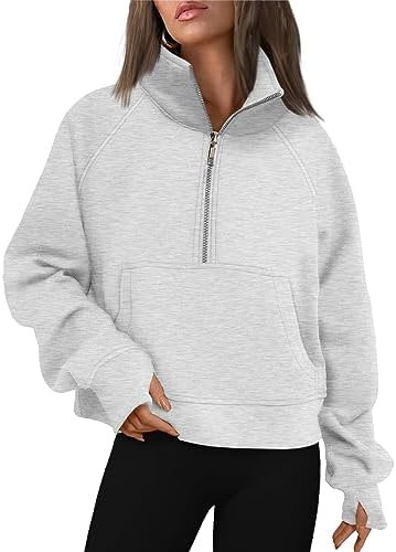 AUTOMET Womens Sweatshirts Half Zip Cropped Pullover Fleece Quarter Zipper Hoodies 2025 Fall Fash... | Amazon (US)