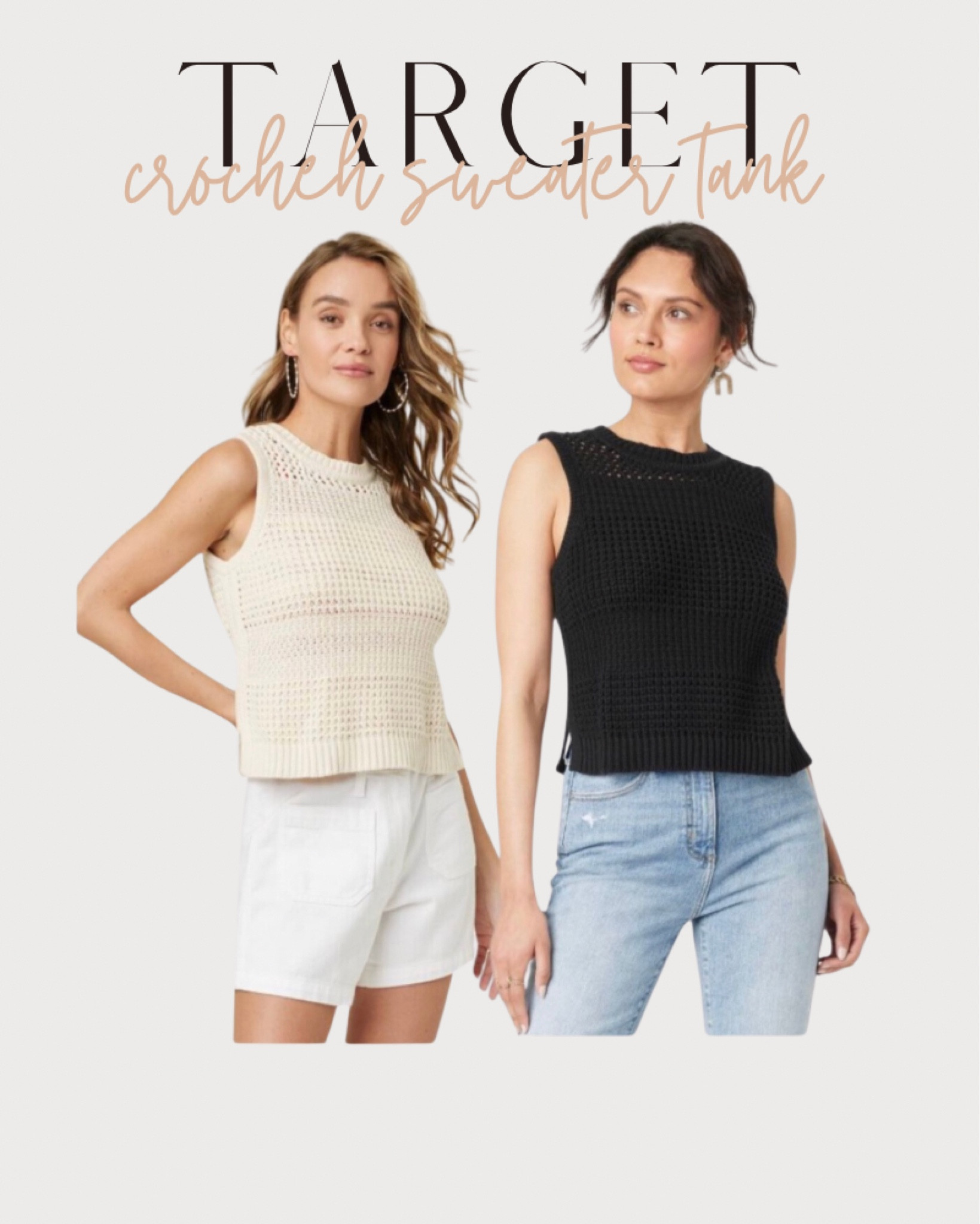 Knitted Tank Sleeveless Vince Sweater Trim Tank Chunky Knit