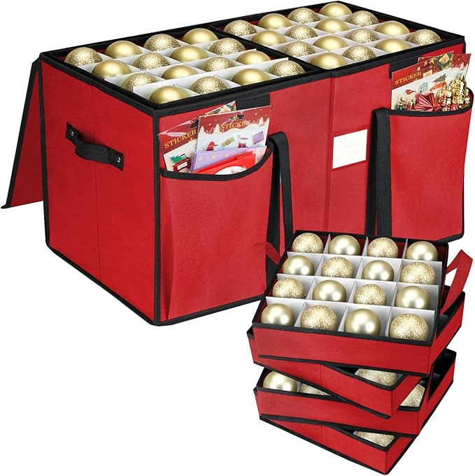 BALEINE Christmas Ornament Storage Box with Dividers, Premium Holiday Ornaments Storage Container... | Amazon (US)
