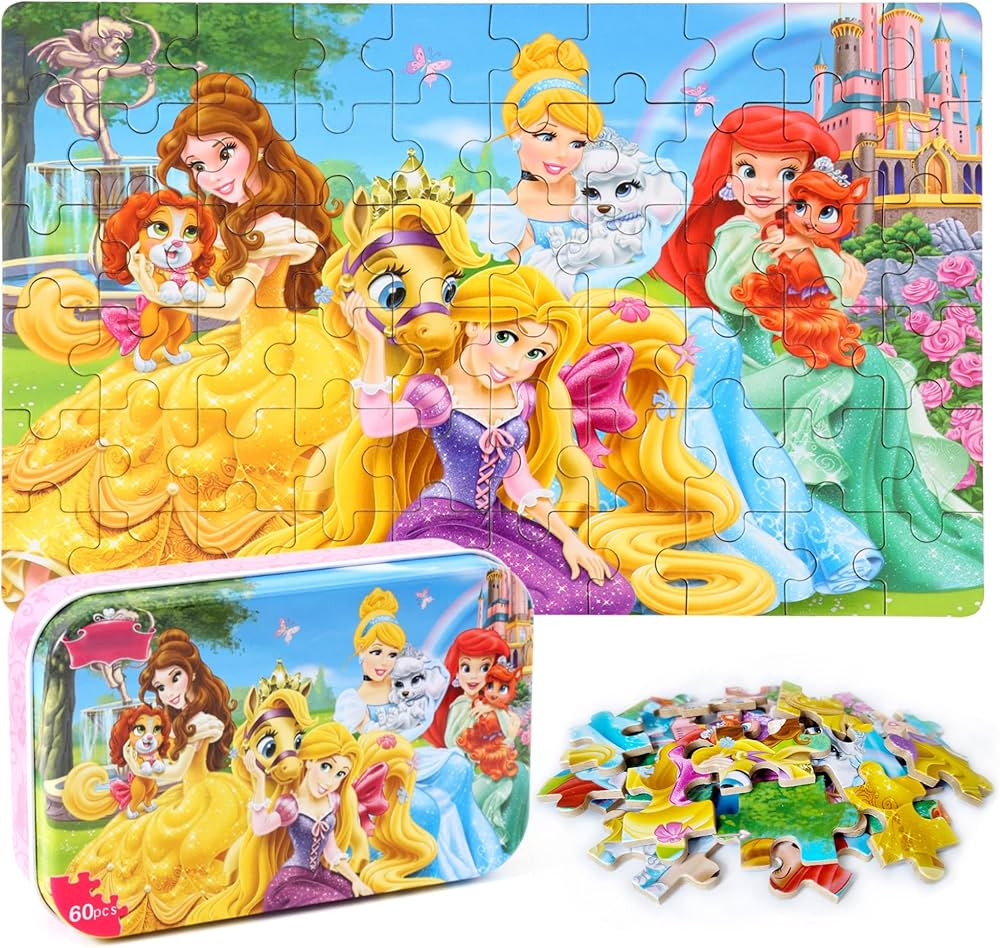MZZOTOY Princess Puzzles for Kids Ages 4-8 60 Pieces Puzzles for Kids Ages 3-5 Princess Puzzle fo... | Amazon (US)