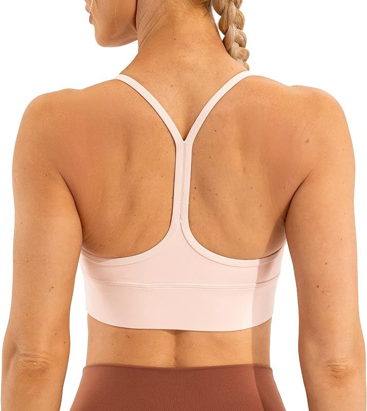 Lavento Women's Y Back Sports Bra Spaghetti Straps Padded Low Impact Workout Yoga Bras | Amazon (US)