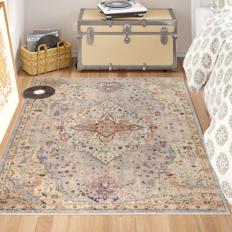 Soren Viscose Lilac/Light Gray Rug | Wayfair North America