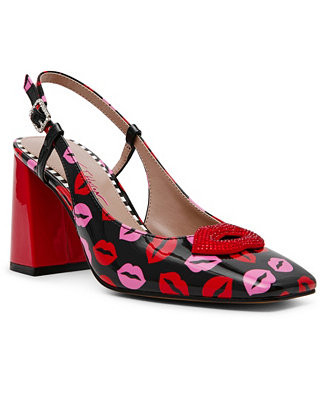 Betsey Johnson Women's Ashhley Novelty Lips Slingback Block-Heel Pumps - Macy's | Macy's