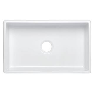 Bradstreet II Farmhouse Apron-Front Fireclay 33 in. Single Bowl Kitchen Sink in Crisp White | The Home Depot