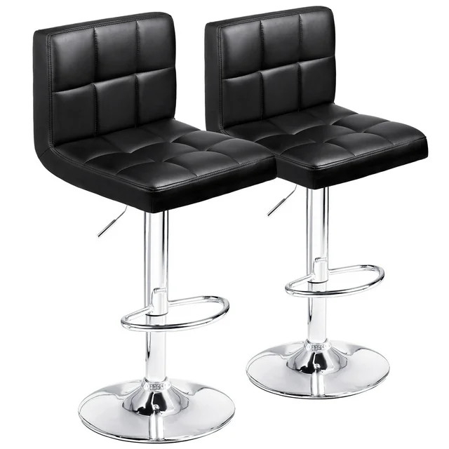 Homall Bar Stools Set of 2 Modern PU Leather Hydraulic Kitchen Counter Square Island Height Adjus... | Walmart (US)