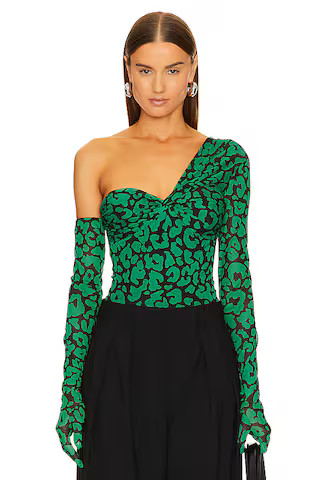 Michael Costello x REVOLVE Nobu Bodysuit in Green Black Leopard from Revolve.com | Revolve Clothing (Global)