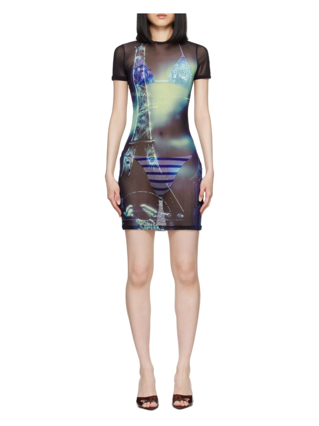 Pigalle-print mesh mini dress | Senser US