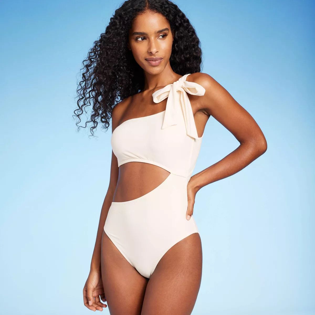 Women's One Shoulder Bow Cut Out One Piece Swimsuit - Shade & Shore™ | Target