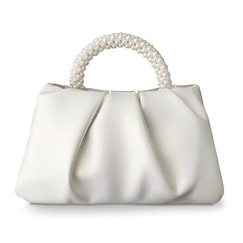 BEGONICA White Pearl Purse Shoulder Bag Women Soft Leather Evening Clutch Bag Wedding Prom Crossbody Bag Small Chic Party Purse (white)… | Amazon (US)