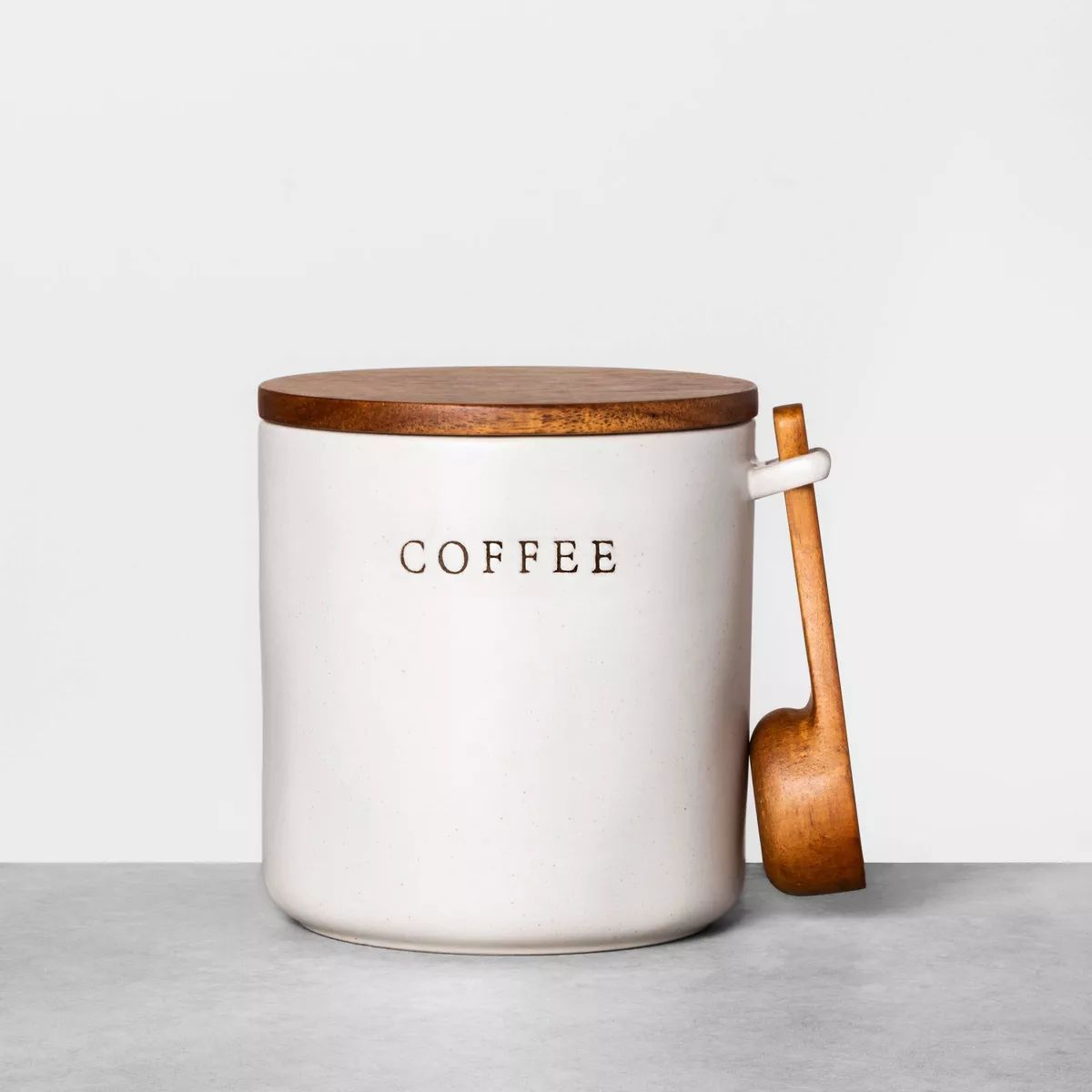 37oz Stoneware Coffee Canister with Wood Lid & Scoop Cream/Brown - Hearth & Hand™ with Magnolia | Target