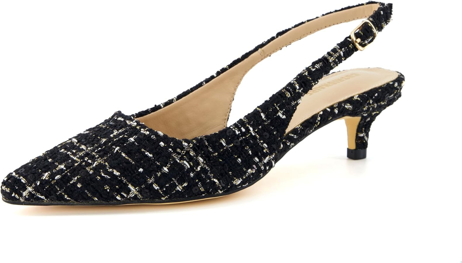 CUSHIONAIRE Women's Buzz Kitten Heel Sling Back Dress Shoe +Memory Foam, Wide Widths Available | Amazon (US)