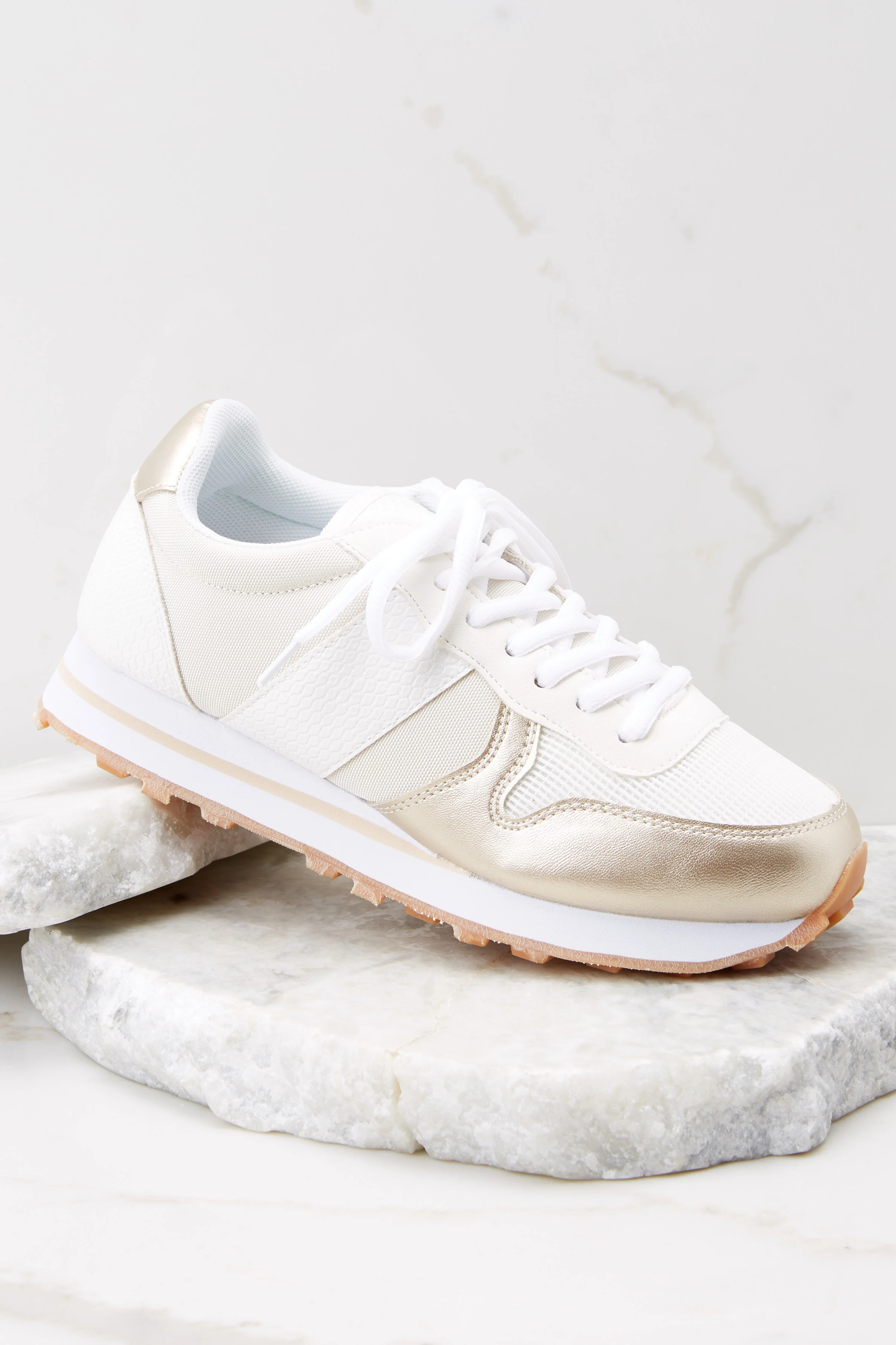 Authentic Power Gold Sneakers | Red Dress 