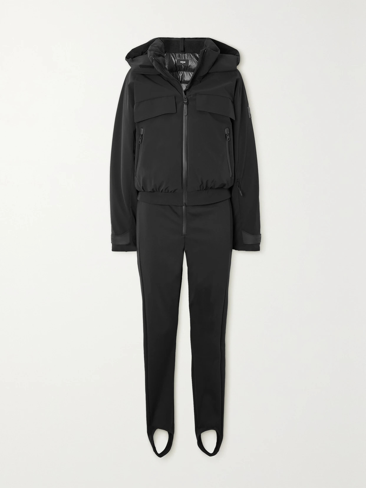 Mackage - + Net Sustain Lumi Convertible Padded Down Ski Suit - Black | NET-A-PORTER (US)